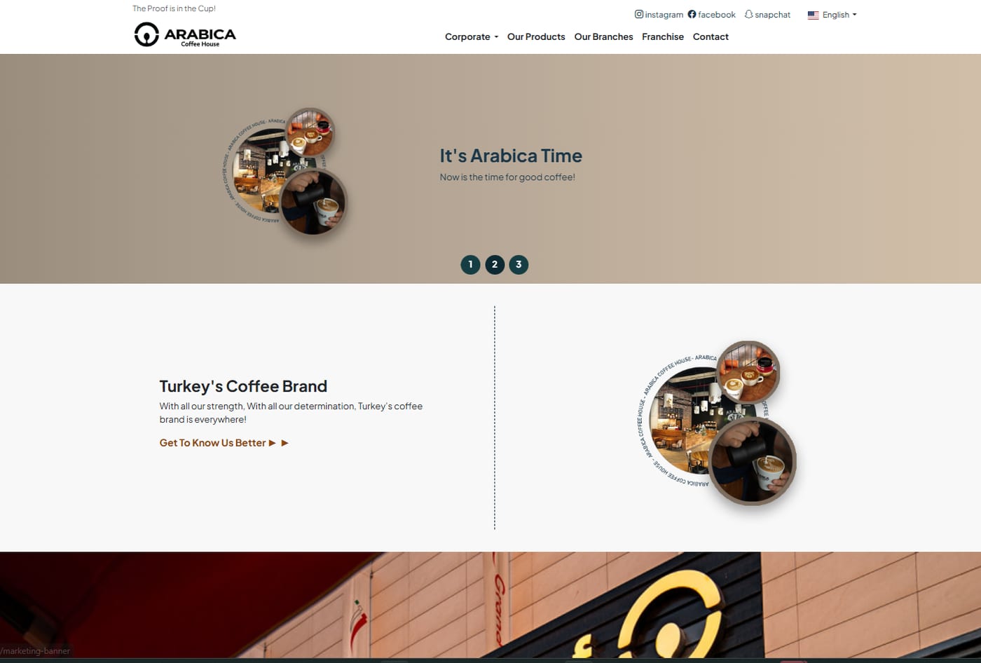 Page d'accueil du site Arabica Coffee Iraq