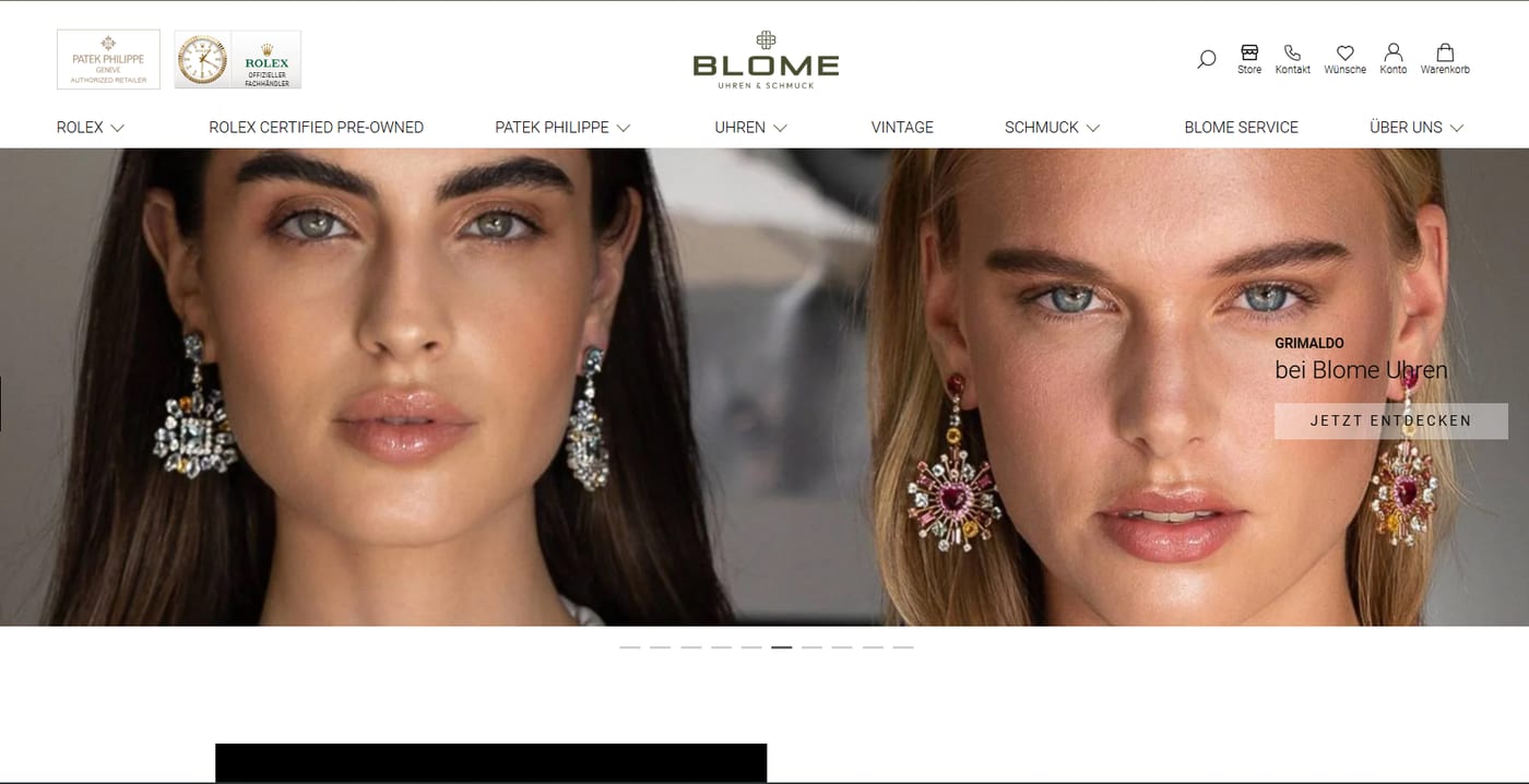 Blome Uhren website homepage